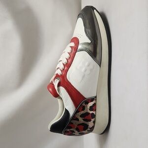 D'ACQUASPARTA Italian Leather Metallic Leopard Print sneakers (w size 38)